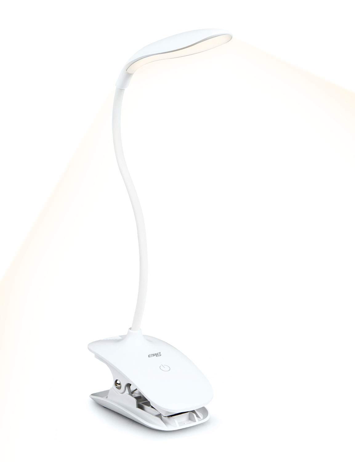 【送料無料】ENERG クリップライト コードレス LEDブックライト 目に優しい デスクスタンド PSE認証済み大容量3200mAh 2025年モデル 360度回転 タッチ式三段階調光 USB充電 電気スタンド Web会議面接 色：昼暖色（ホワイト）、サイズ：奥行き170mm x 幅250mm x 高さ55mm