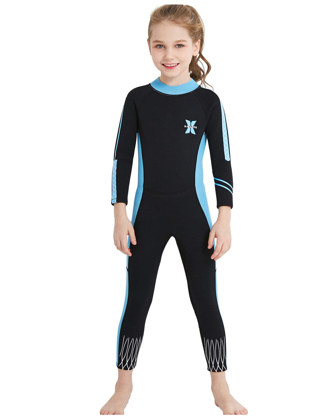 【送料無料】ウェットスーツ 子ども用 2.5mm フルスーツ 長袖 マリンスポーツ ダイビングスーツ 色：ブルー、サイズ：XXL