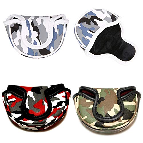 【送料無料】ゴルフパターカバー オデッセイに対応 レッド小型マレットタイプ対応 マグネット付け カモ 迷彩 色：迷彩 小型 緑