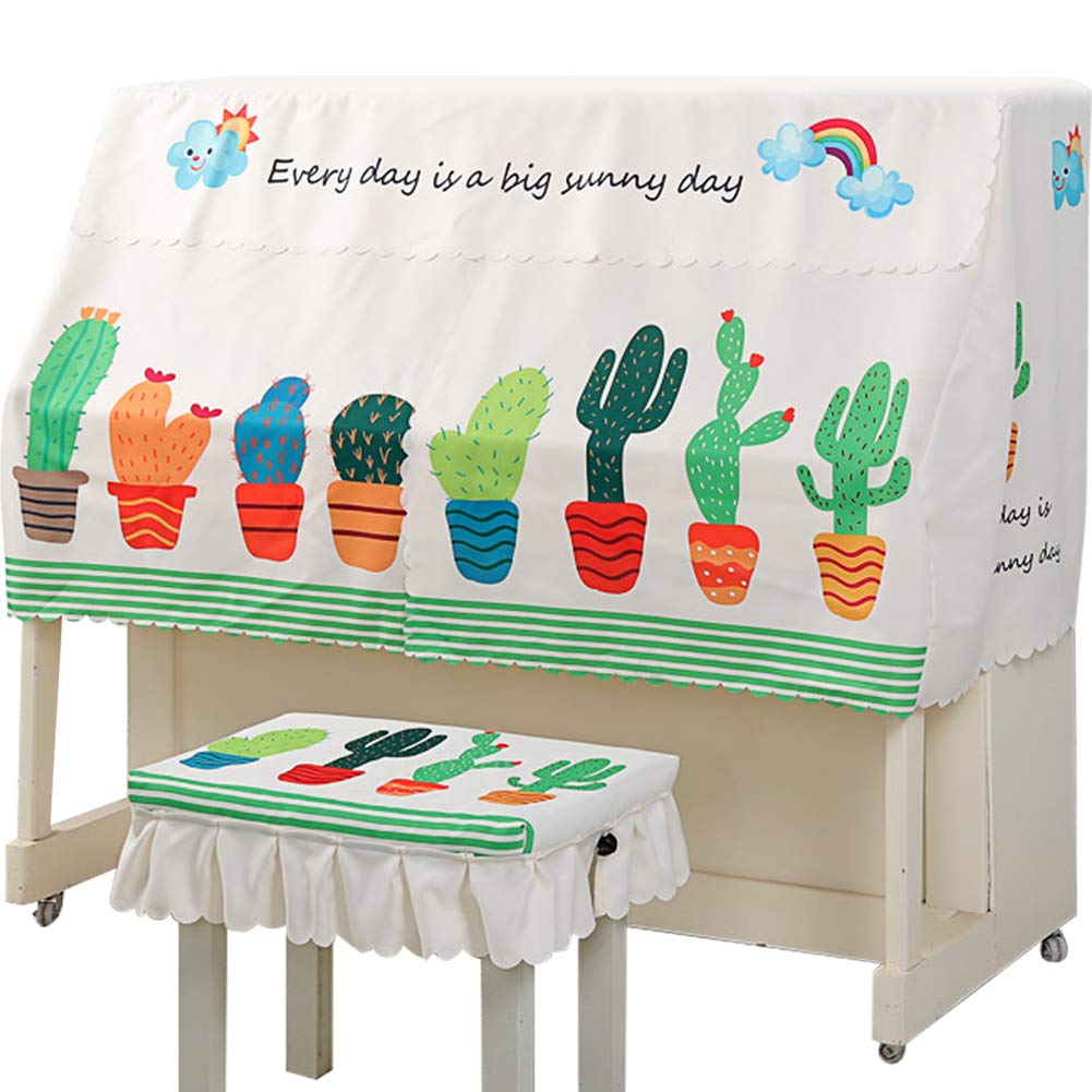 【送料無料】Umora ピアノカバー 防塵カバー 椅子カバー ハーフカバー 保護カバー ヨーロッパ風 おしゃれ かわいい 耐久性 セット 色：サボテン、サイズ：ピアノカバー＋2人用椅子カバー