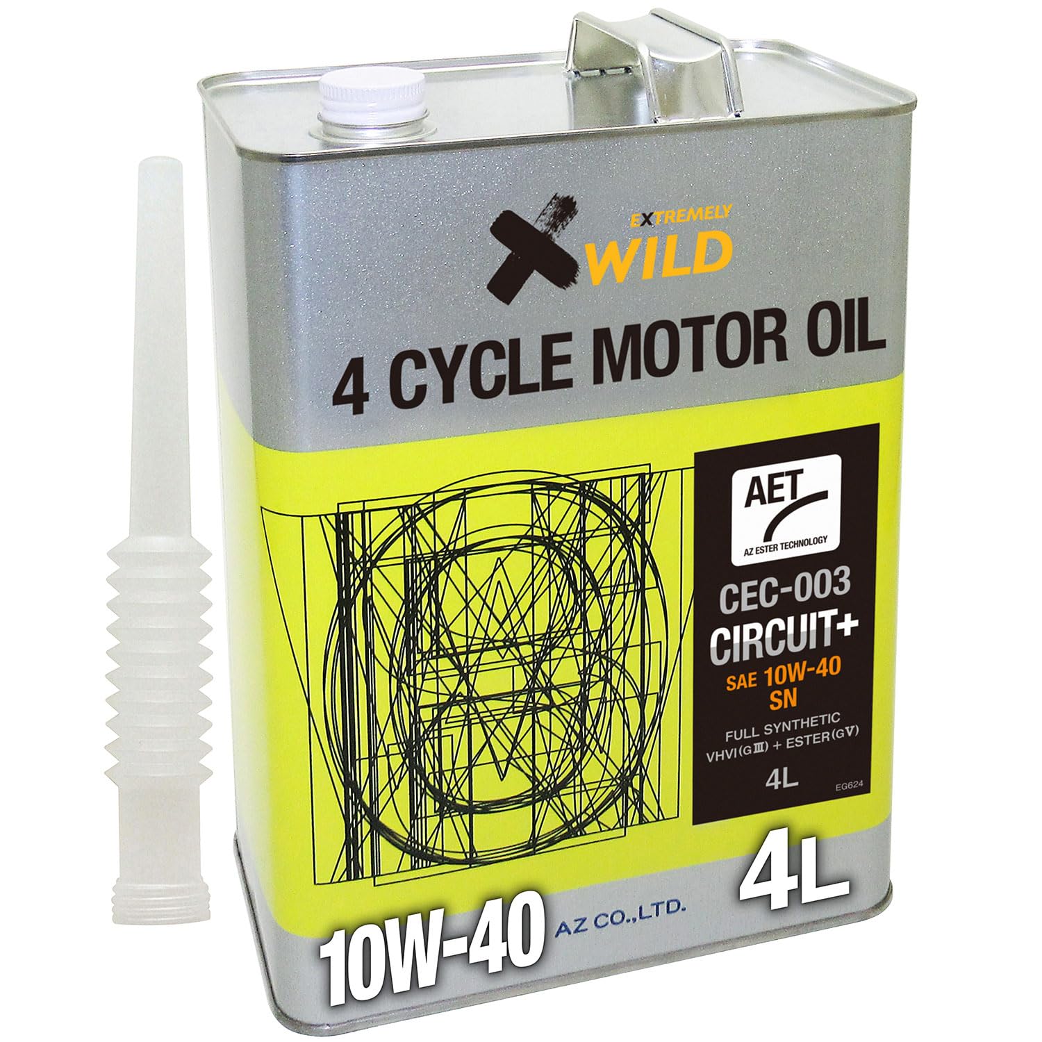 【送料無料】AZ (エーゼット) 車用 エンジンオイル サーキットプラス AET 100%化学合成油 サイズ：4L