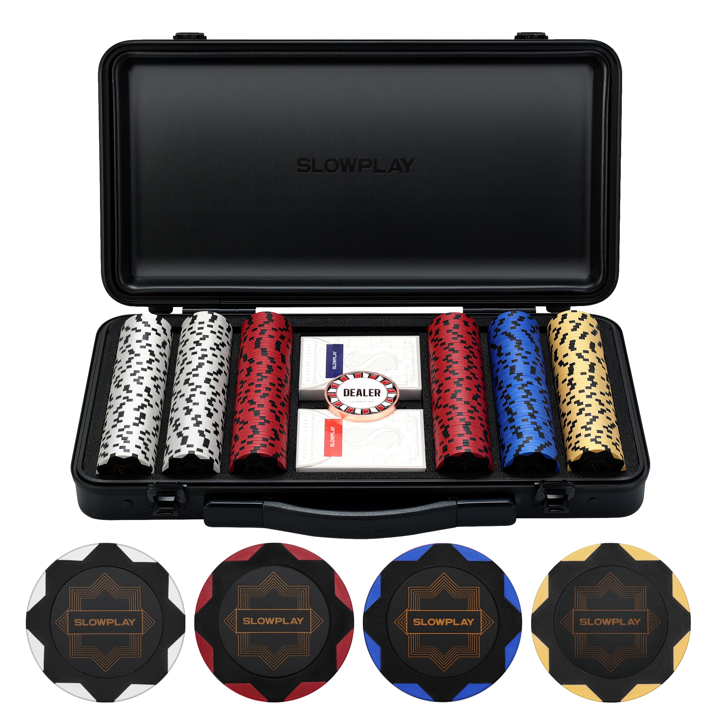 【送料無料】SLOWPLAY Nash Clay Poker Chips Set クレイポーカーチップセット 14g テキサスホールデム 色：300枚（チップバリュー表記なし）、サイズ：300枚（チップバリュー表記なし）