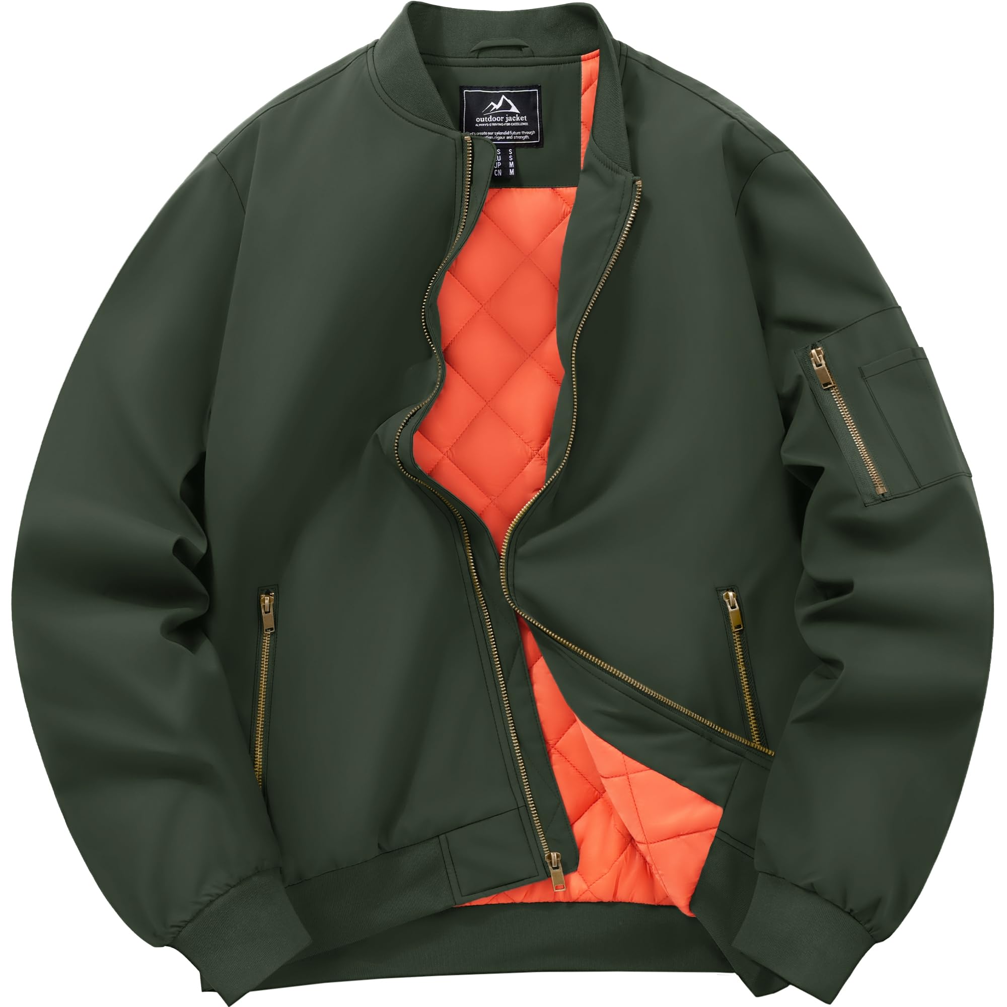 【送料無料】[TACVASEN] スタジャン メンズ 冬 仕事 ジャンバー 撥水 防風 ジャケット 野球 ビジネス カジュアル 綿入れ 保温 コート 無地 バイク キャンプ 防寒着 色：OD、サイズ：XL