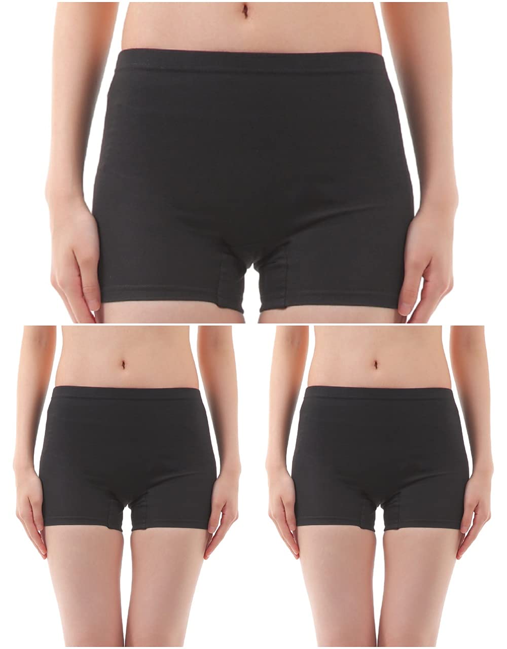 【送料無料】[Liapom] サニタリー スパッツ レギンス オーバーパンツ 1分丈 生理用 漏れ防止 色：3枚組、サイズ：M