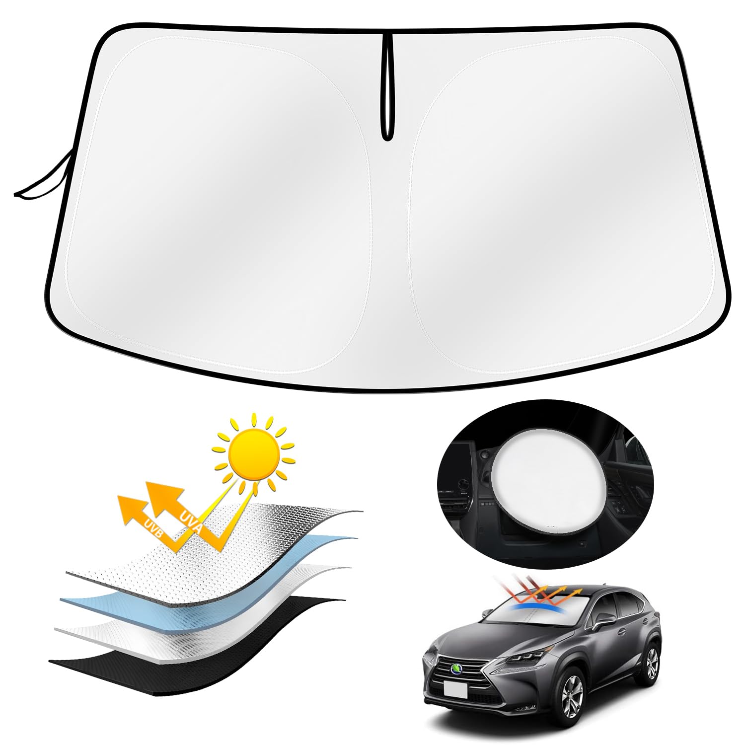 【送料無料】AUTO SPEC トヨタ 新型 レクサス NX20系 に適用 フロント サンシェード 色：シルバー、サイズ：レクサス NX NX300H AZ10