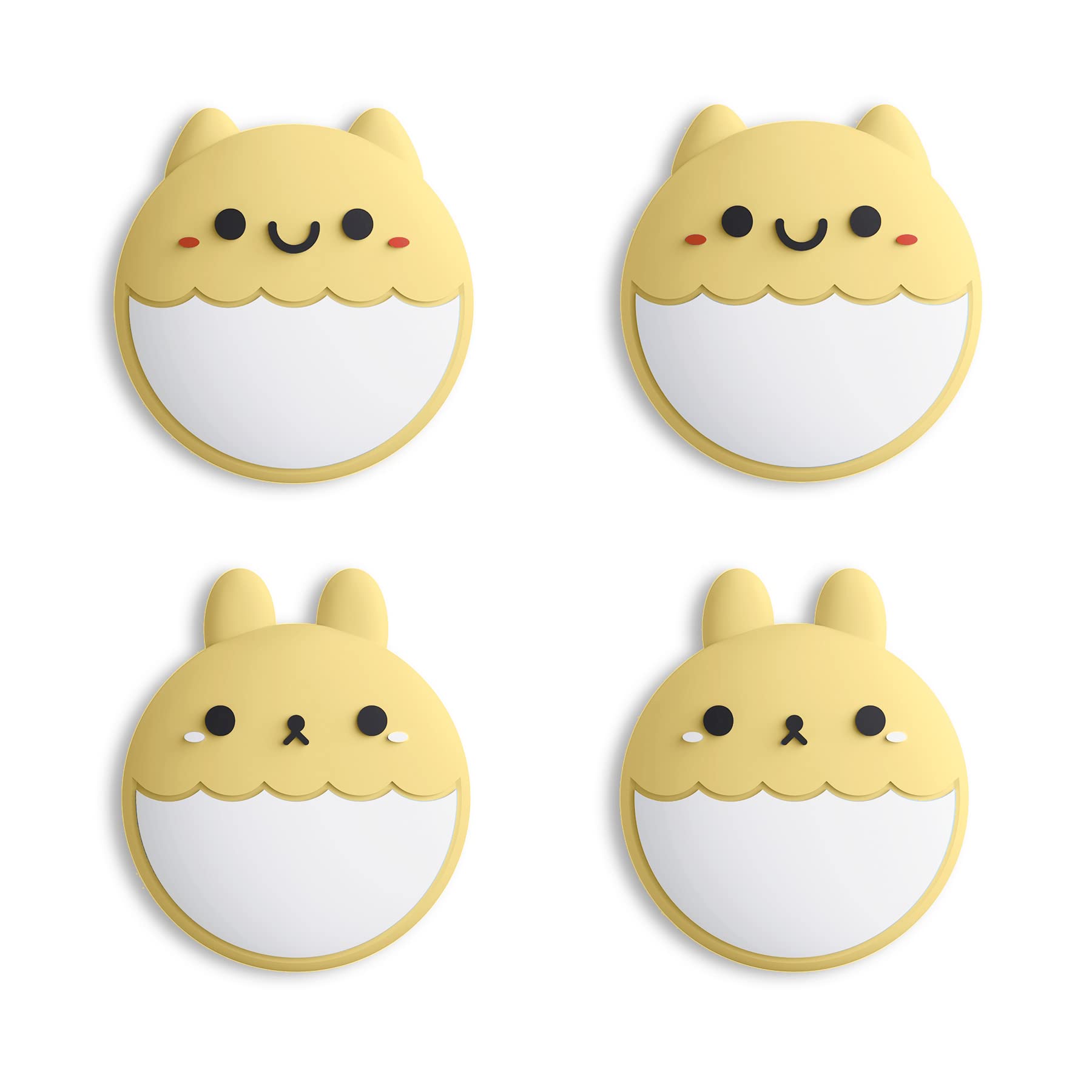 【送料無料】eXtremeRate PlayVital可愛いスイッチサムグリップキャップ、Switchに対応用＆Switch Liteに対応用ジョイスティックキャップ 色：Rabbit & Squirrelバージョン、クリームイエロー