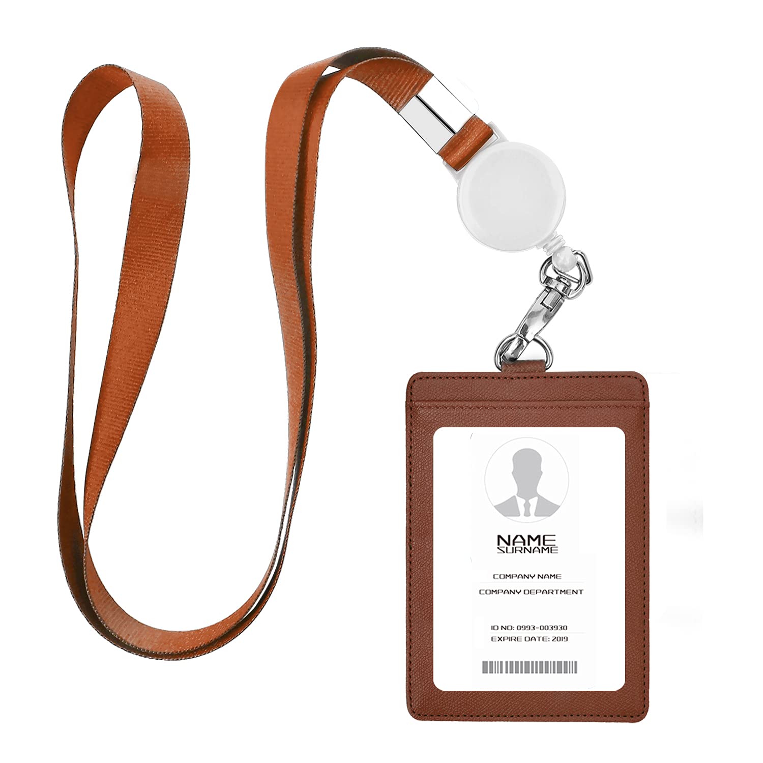 【送料無料】IDカードホルダー ネームホルダー 名札ホルダー PU 横型 社員証 カードケース カードケース メンズ 防水 伸縮リール式 ネックストラップ 吊り下げ パスケース カード入れ 名札ケース 定期入れ 通勤 通学 男女兼用 名刺入れ 色：縦+コーヒー