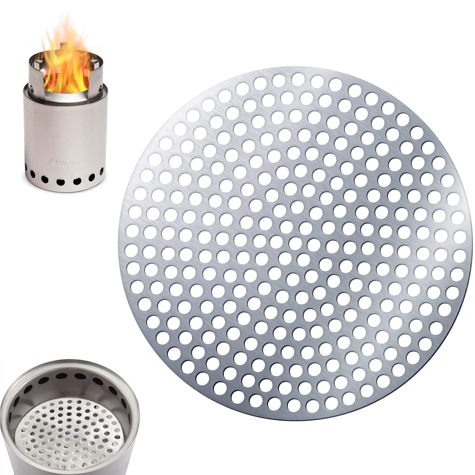 【送料無料】Solo Stove ソロストーブ ロストル ペレット落下する防止プレット ライト タイタン キャンプファイヤー適用 穴Φ6mmで通気率高 SUS304 158Φ 113Φ 93Φ 色：White、サイズ：キャンプファイヤー用Φ158mm