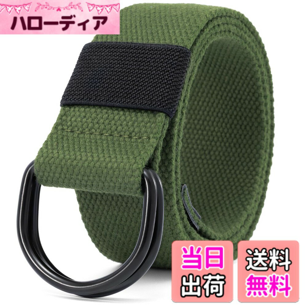【送料無料】[Macoking] ベルト メンズ おおきいサイズ カジュアル ナイロン 大きいサイズ 垂らす キャンバス dリング 穴無し 通勤 ゴルフ 運動 アウトドア プレゼント 色：A ダークグリーン、サイズ：140