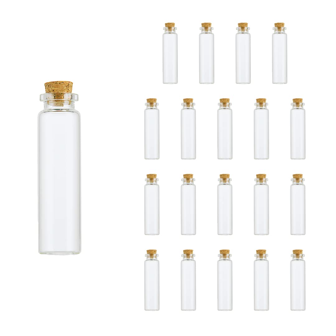 【送料無料】Charmoon 小瓶 ガラス 透明 コルク栓 密閉 ミニ ボトル 20個 セット 色：透明、サイズ：20ml
