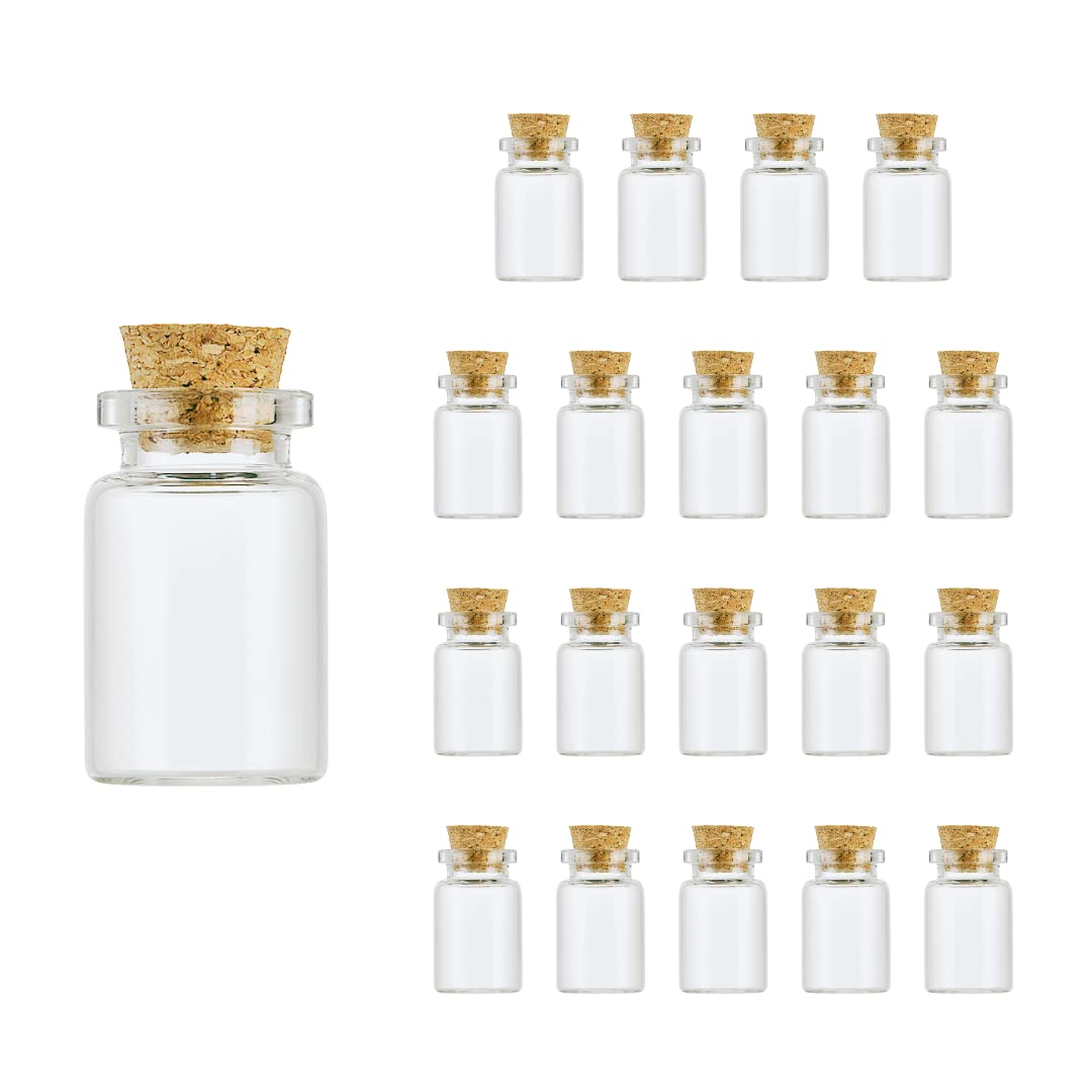 【送料無料】Charmoon 小瓶 ガラス 透明 コルク栓 密閉 ミニ ボトル 20個 セット 色：透明、サイズ：6ml