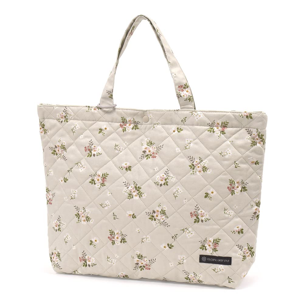 【送料無料】[COLORFUL CANDY STYLE] マチ付きキルティングレッスンバッグ(ループ付き) 軽量 汚れにくい 女の子 くすみ くすみカラー シンプル ペールカラー 花柄 色：03.プティ・ブーケ、サイズ：1個 (x 1)