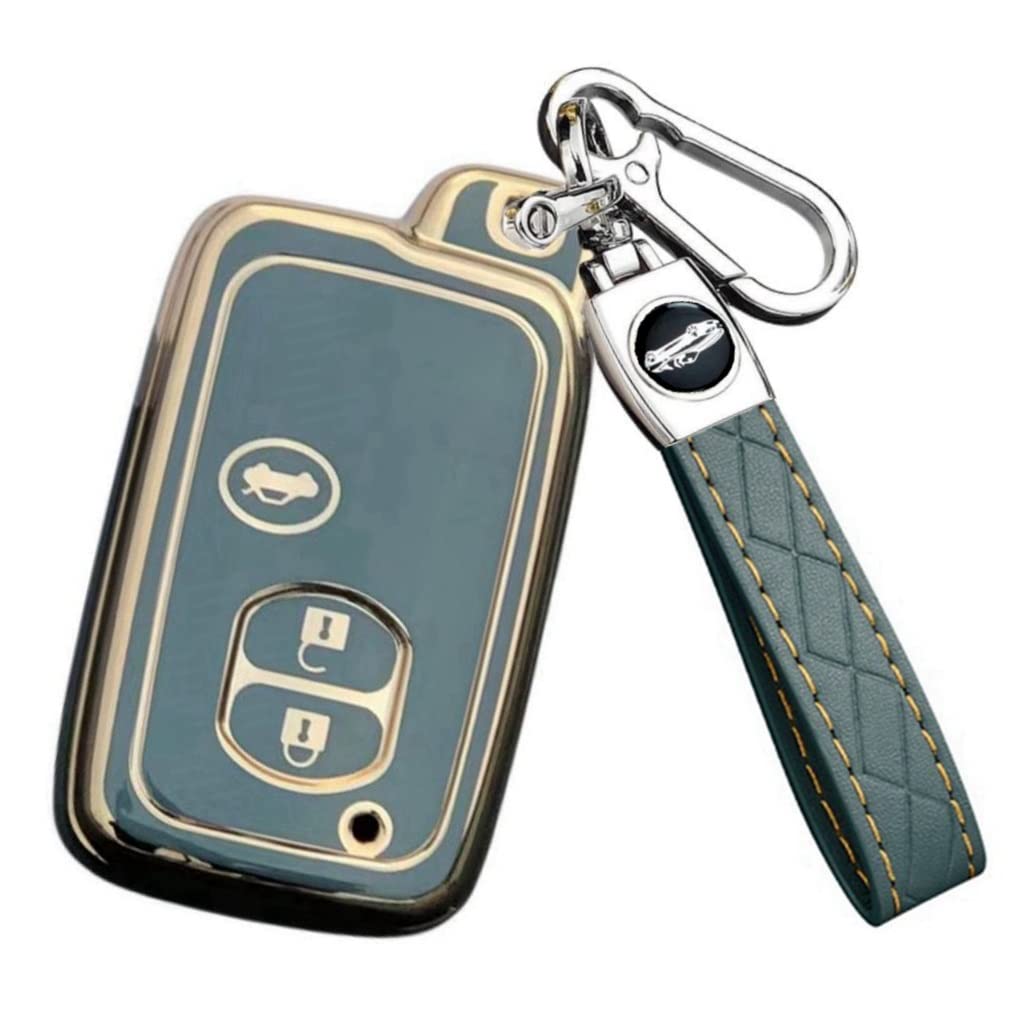 【送料無料】[YANMW] プリウスキーケース適合トヨタアクア ヴィッツ カローラ 86 キーホルダー IQ マークX クラウン SAI ウィッシュプリウスα キーカバー 色：ゴールドブルー、サイズ：キーケース