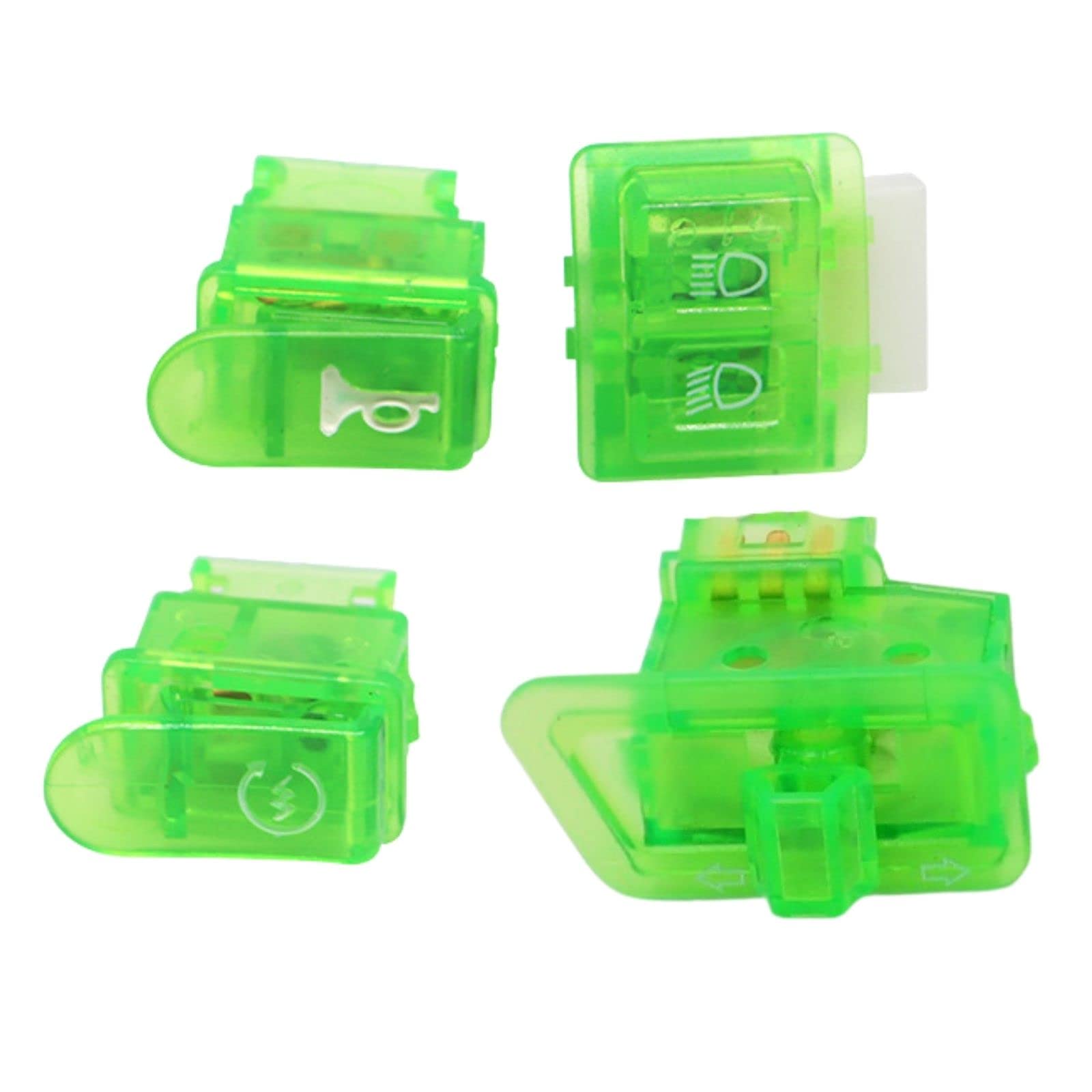 【送料無料】ティーグルブラン バイク スケルトン スイッチ セット 汎用 ハンドル ボタン ディオ Dio スーパーディオ ZX AF27 AF28 AF34 AF35 ABS 4個 セット 色：グリーン、サイズ：4個