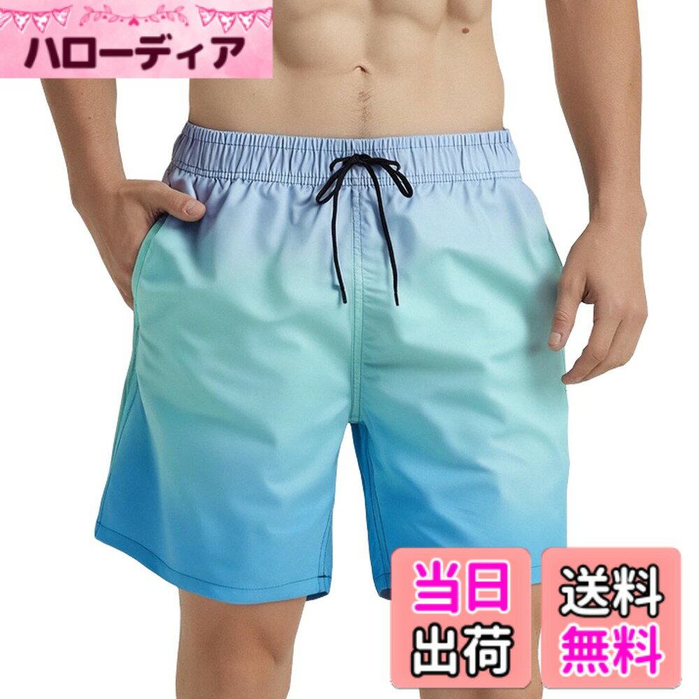 【送料無料】[SUNDAY ROSE] 水着 メンズ 海水パンツ サーフパンツ インナー付き 通気 速乾 ボードショーツ ショートパンツ 男性 夏 短パン スポーツ 大きいサイズ 色：ブルーパープル、サイズ：L