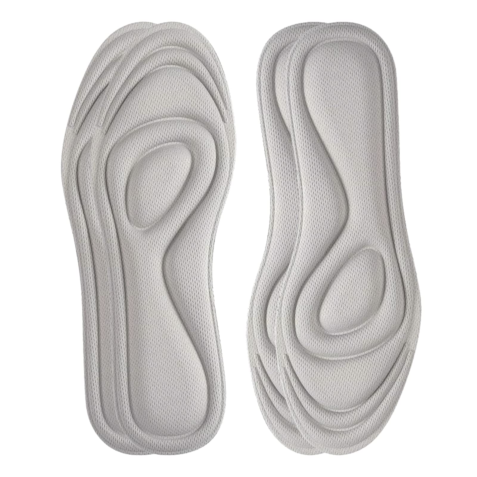 【送料無料】インソール 【2足4枚】 中敷き 人間工学に基づいた衝撃吸収 土踏まず かかと レディース メンズ サイズ調整 防臭 男女兼用 登山 立ち仕事 インソール 色：グレー、サイズ：M:22.5cm-25cm