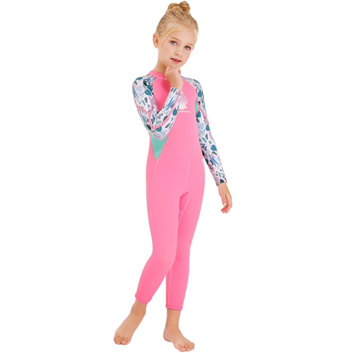 【送料無料】ウェットスーツ 子ども用 2.5mm フルスーツ 長袖 マリンスポーツ ダイビングスーツ 色：ピンク、サイズ：S