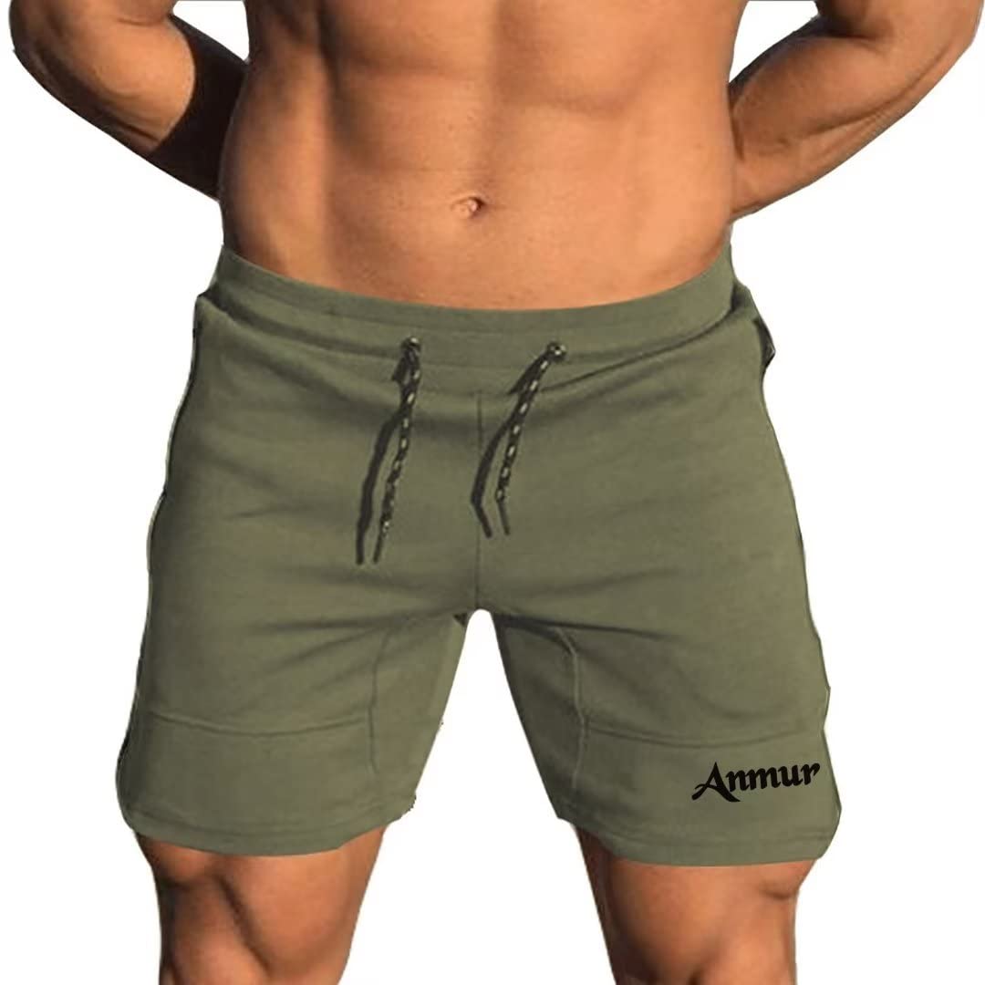 【送料無料】[Anmur] ショートパンツ メンズ トレーニング ハーフパンツ フィットネスパンツ 多色 短パン 通気性 ジムウェア 色：アーミーグリーン、サイズ：XL