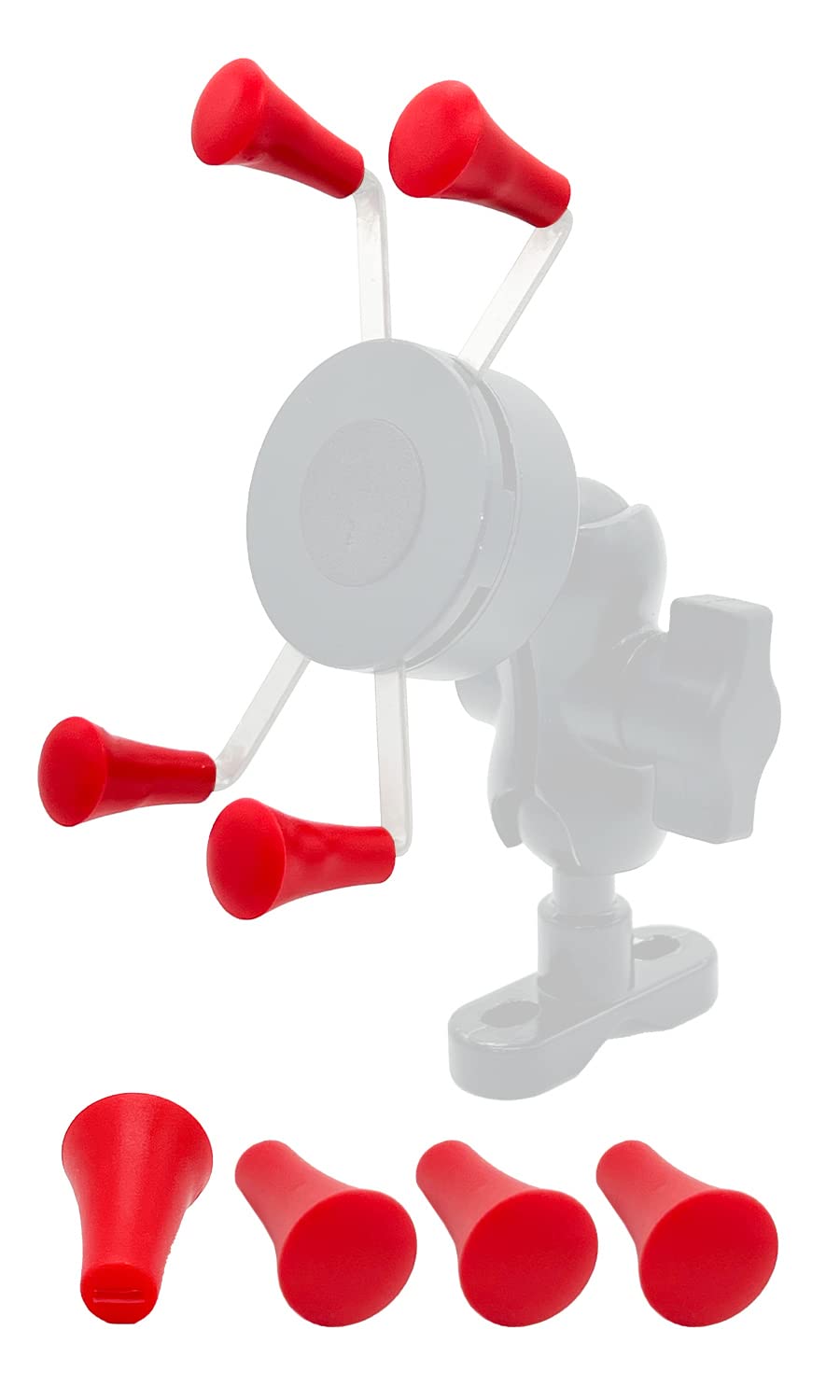 【送料無料】【GOROPRI】 バイク スマホホルダー Xグリップ用 ラム マウント 互換品パーツ 色：ラバーキャップ（レッド） 4個入り