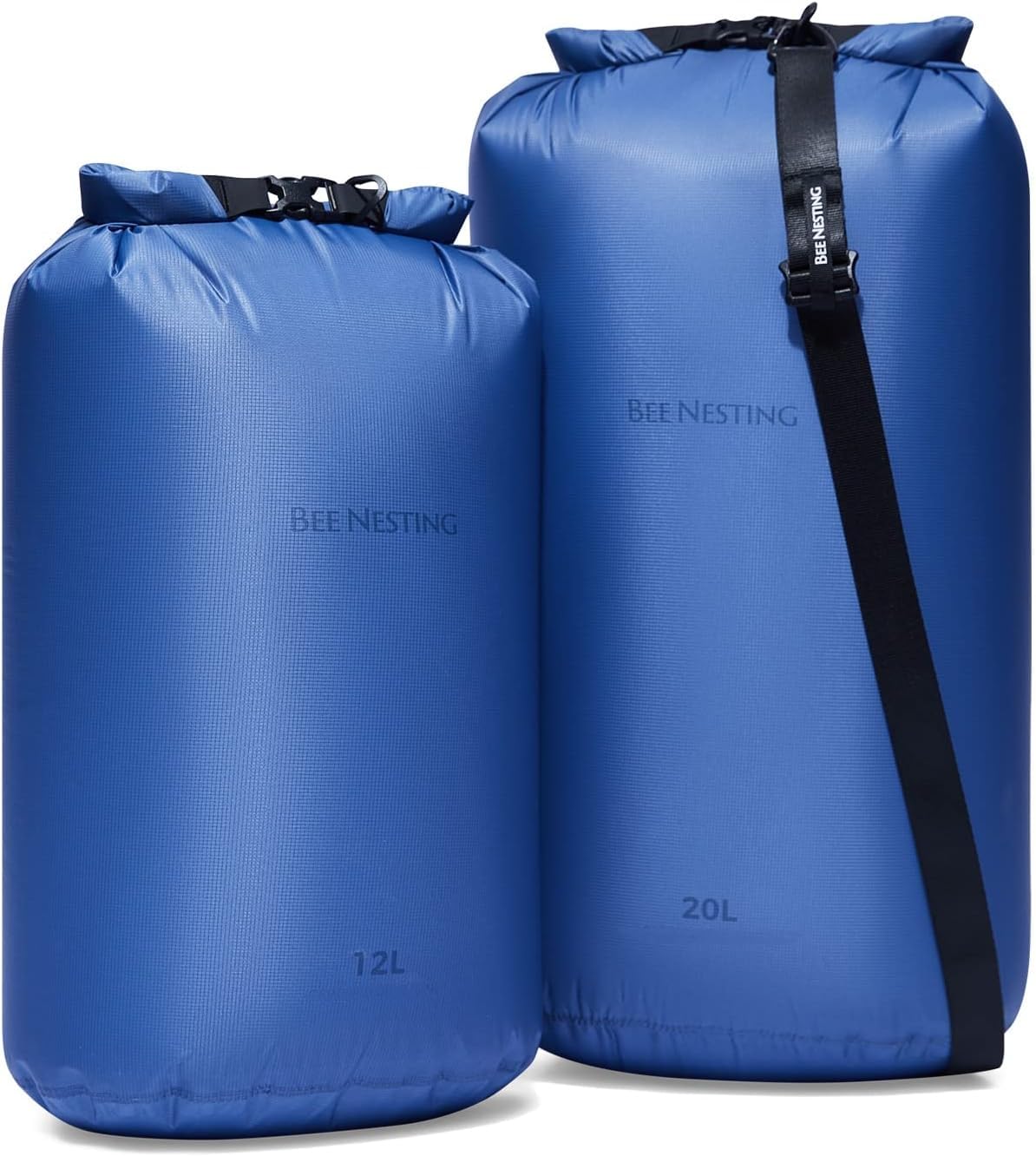 【送料無料】BeeNestingバックパッキング用超軽量ドライバッグセット、キャンプ、ハイキング、オートバイ用の防水ドライバック、3パックの軽量スタッフサックセット… 色：ネイビーブルー、サイズ：3 Pack(12L+20L+STRAP)