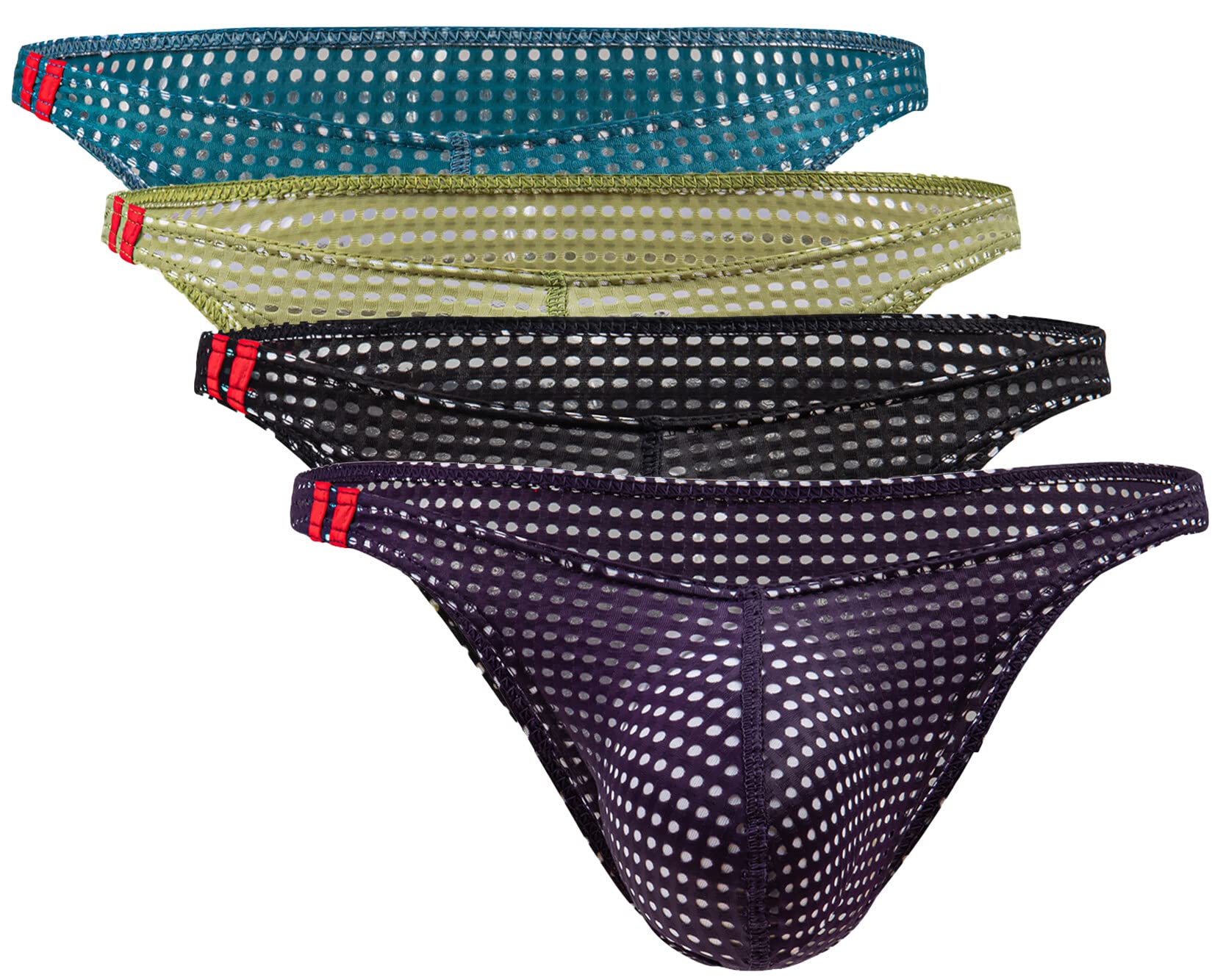 【送料無料】[Maeau] ブリーフ メンズ ビキニ パンツ 下着 ショーツ メッシュ パンティ ローライズ 抗菌防臭 伸縮性 薄手 通気 速乾 立体縫製 スポーツ ボディビル カジュアル 色：#四枚組B、サイズ：M