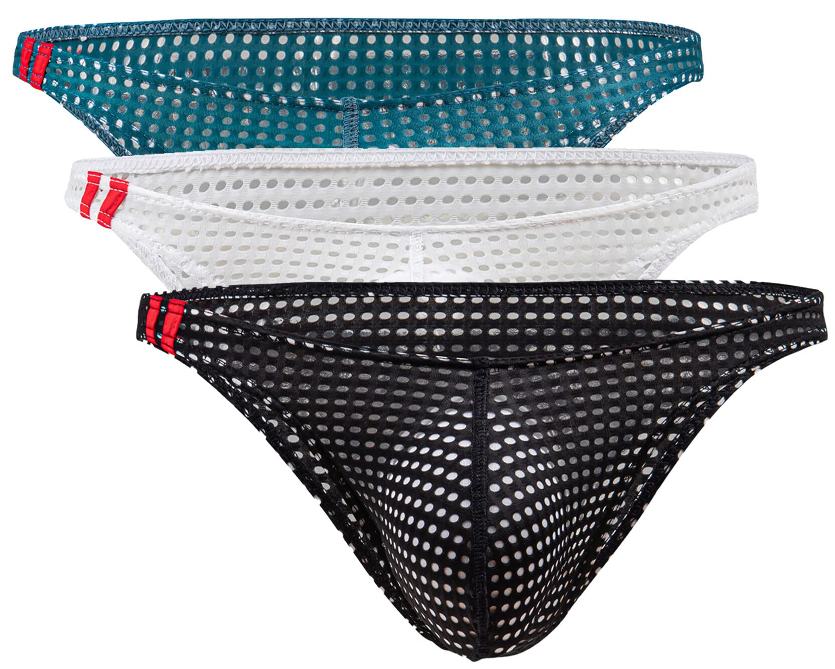 【送料無料】[Maeau] ブリーフ メンズ ビキニ パンツ 下着 ショーツ メッシュ パンティ ローライズ 抗菌防臭 伸縮性 薄手 通気 速乾 立体縫製 スポーツ ボディビル カジュアル 色：#三枚組B、サイズ：L