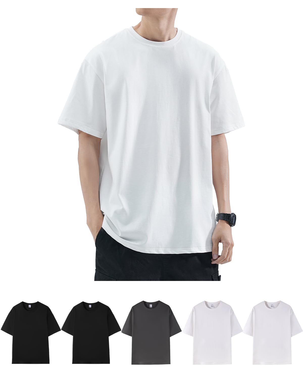 【送料無料】Sukinana インナーシャツ メンズ 5点セット 綿100% 抗菌 防臭 速乾 tシャツ 半袖 クルーネック 肌着 心地肌触り 無地 通気性 下着 シャツ 男女兼用 春 夏 秋 冬 色：ミックスカラー、サイズ：M