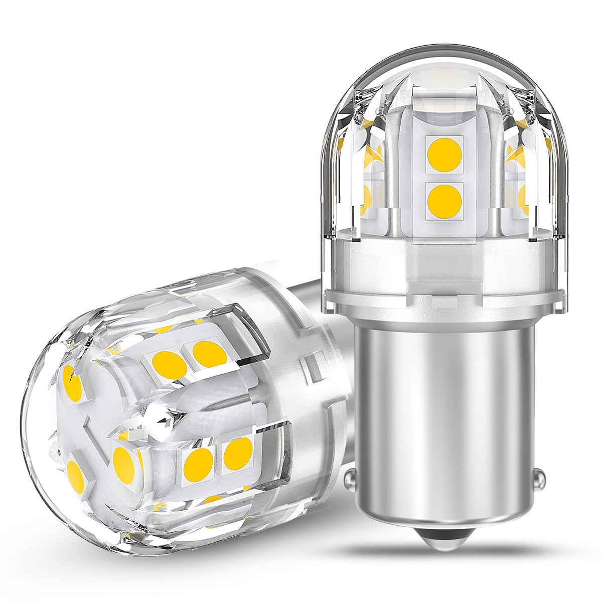 【送料無料】12V-24V車用 S25 LEDダブル アンバー ブレーキ・テールランプBAY15D P21/5W コーナーライ..