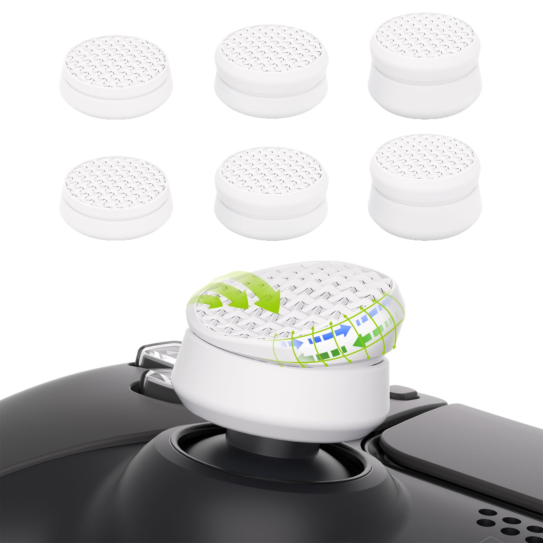 【送料無料】PlayVital ps5&ps4に対応用サムクッションキャップカバーサムグリップ（三つの高さ）、Xbox Core&Xbox Oneエリートシリーズ2ワイヤレスコントローラー用サムスティックグリップカバー、Switch Pro 用サムグリップ キャップ 色：Armor-白のカラー