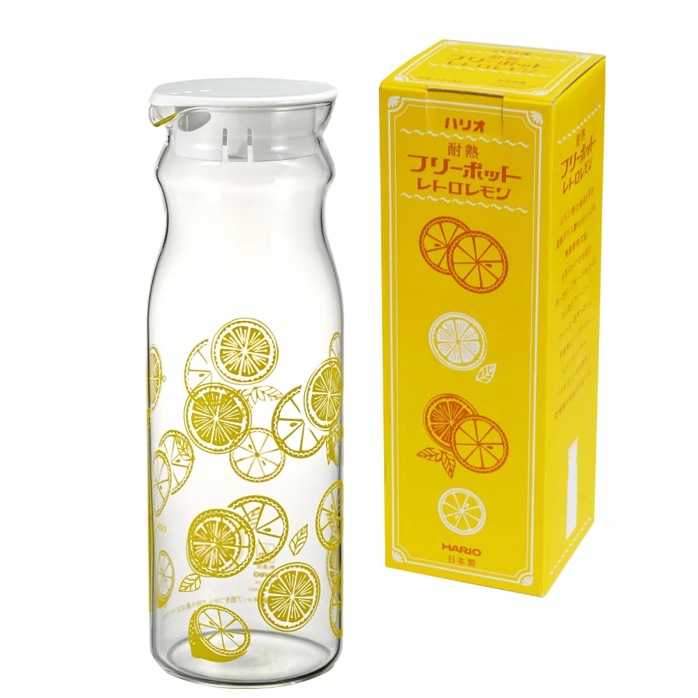 【送料無料】HARIO(ハリオ) 冷水筒 ポット 耐熱ガラス 色：レモン、サイズ：1.2 L