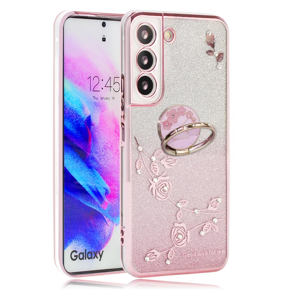 【送料無料】JOOBOY iPhone ケース リング付き クリア キラキラ メッキ加工 花柄 ソフトケース TPU 薄型 おしゃれ かわいい 衝撃吸収 ..