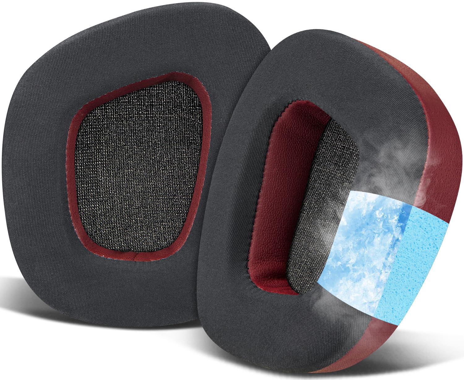 【送料無料】SOULWIT 冷却ジェル パッド イヤーパッド for Corsair Void/Void v2/Void Pro/Void Elite/Surround Wired & Wireless RGB USB ゲーミング ヘッドホン 用 ヘッドパッド 交換 冷感 イヤークッション 色：冷却ジェル-ブルゴーニュ