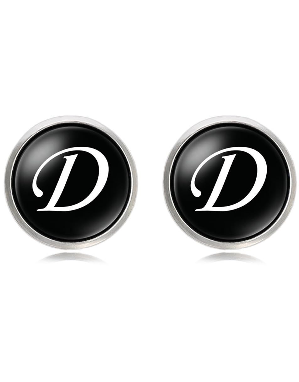 【送料無料】[マローサム] イニシャルカフス カフス カフスボタン 英字 アルファベット スーツ フォーマル 色：ブラック