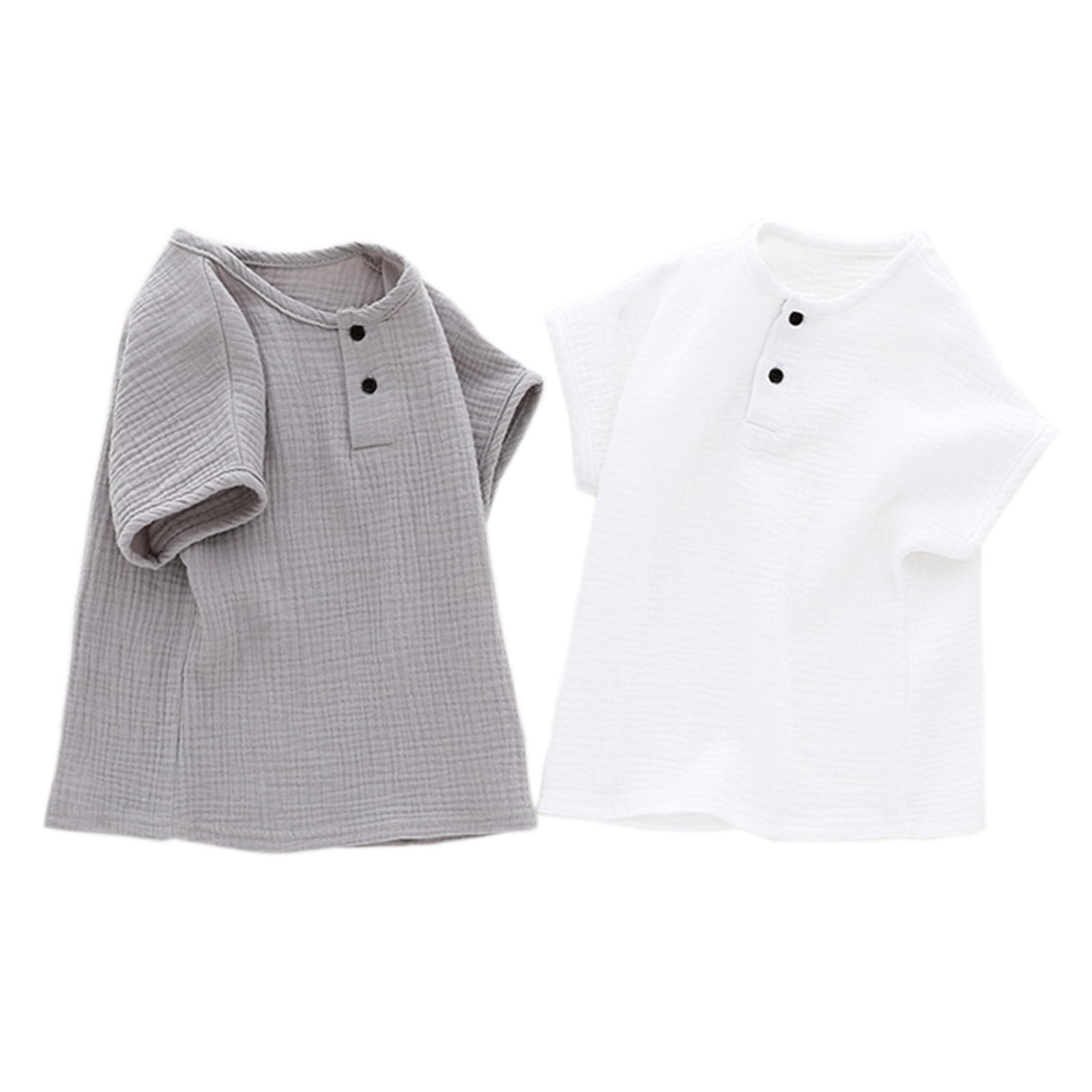 【送料無料】[YiyiLai] 春夏秋 2枚セット 綿麻 ロングパンツ 薄手 長ズボン 子供 子供服 キッズ 女の子 男の子 ゆったり サルエルパンツ 色：グレー＋ホワイトTシャツ、サイズ：110