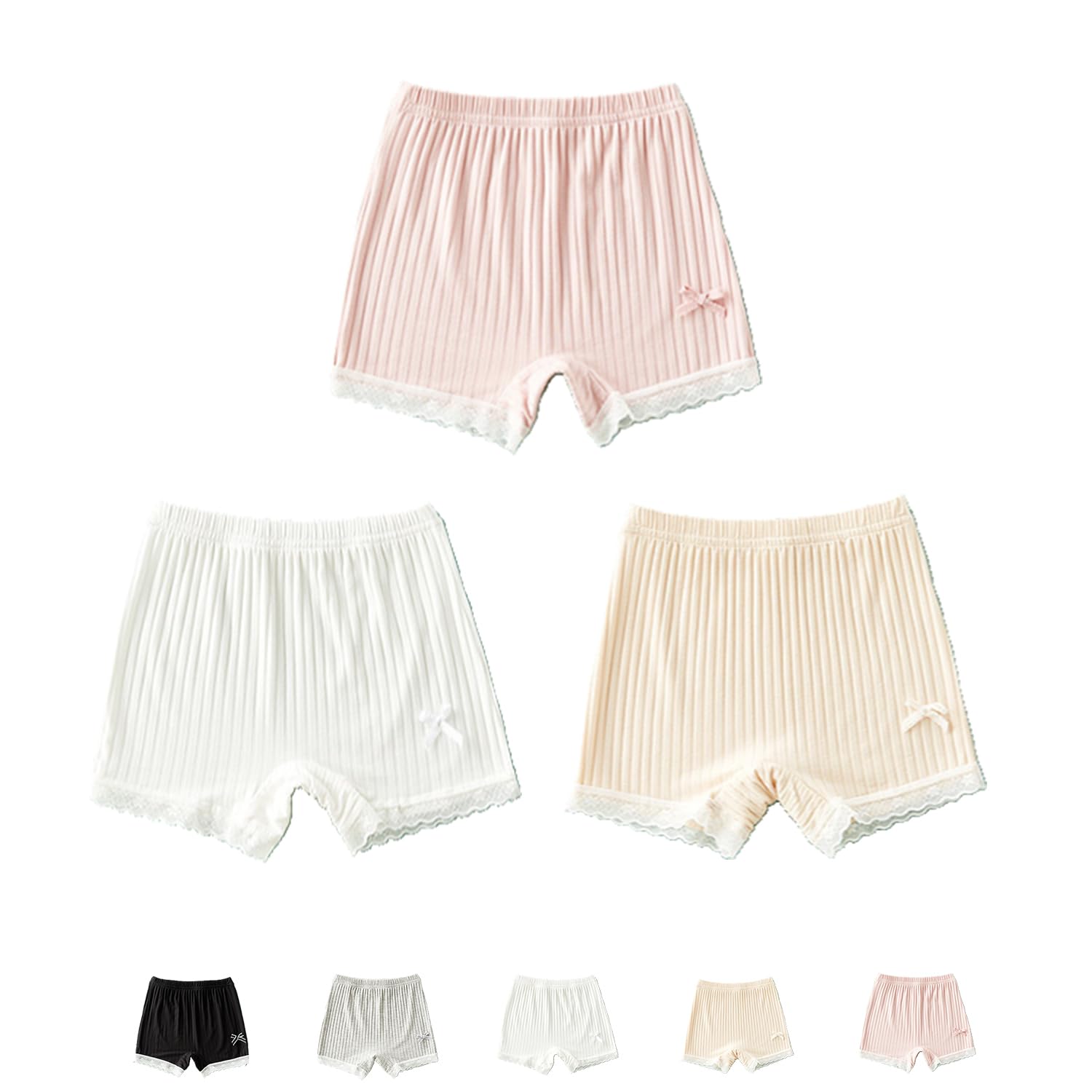 【送料無料】[HOLRAFAN] キッズ パンツ 3枚セット オーバーパンツ ガールズ 女の子 通気 かわいい 柔らかい 着心地がいい 可愛い 女児 子供 下着 敏感肌優しく ジュニアショーツ 色：Aベージュピンク白、サイズ：100