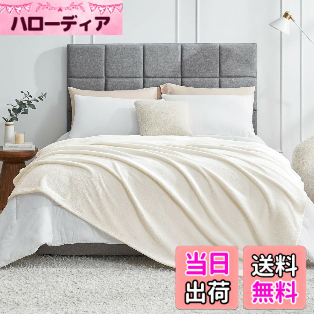 【送料無料】Hansleep 毛布 ひざ掛け ブランケット ハーフケット エアコン対策 マイクロファイバー 柔らかく肌触り 暖かい フランネル 洗える 静電防止 四季適用 色：ベージュ、サイズ：220x200