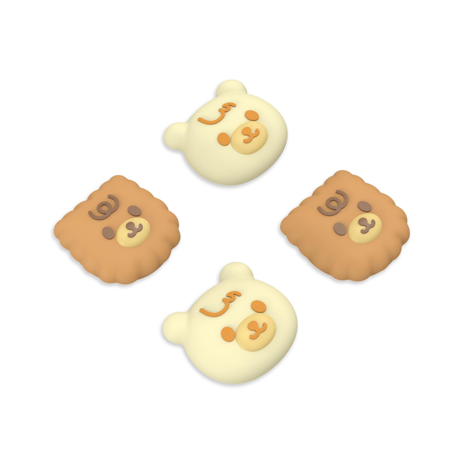 【送料無料】PlayVital ps5とps4コントローラーに対応用可愛いサムグリップキャップ、XboxシリーズX/Sコントローラーに対応用シリコンアナログスティックキャップカバー、Switch Proコントローラーに対応用サムスティックキャップ 色：クッキーベア