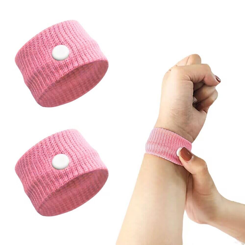 【送料無料】LOYELEY リストバンド 2個セット 手首 バンド 蒸れにくい フリーサイズ 無地 伸縮性 通気性 軽減 左右兼用 大人も子供も兼用 色：ピンク