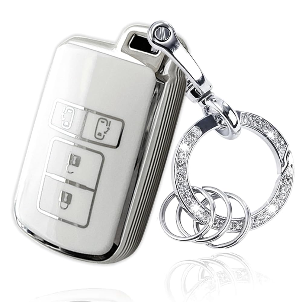 【送料無料】トヨタ 専用 キーケース キーカバー プリウス30系 プリウスα アクア ヴィッツ カローラ 86 ランドクルーザープラド オーリス ノア 80系 ヴォクシー80系 エスクァイア80 アルファード 30系 ヴェルファイア30系 シエンタ 専用 キー 色：タイプB、銀白　セット