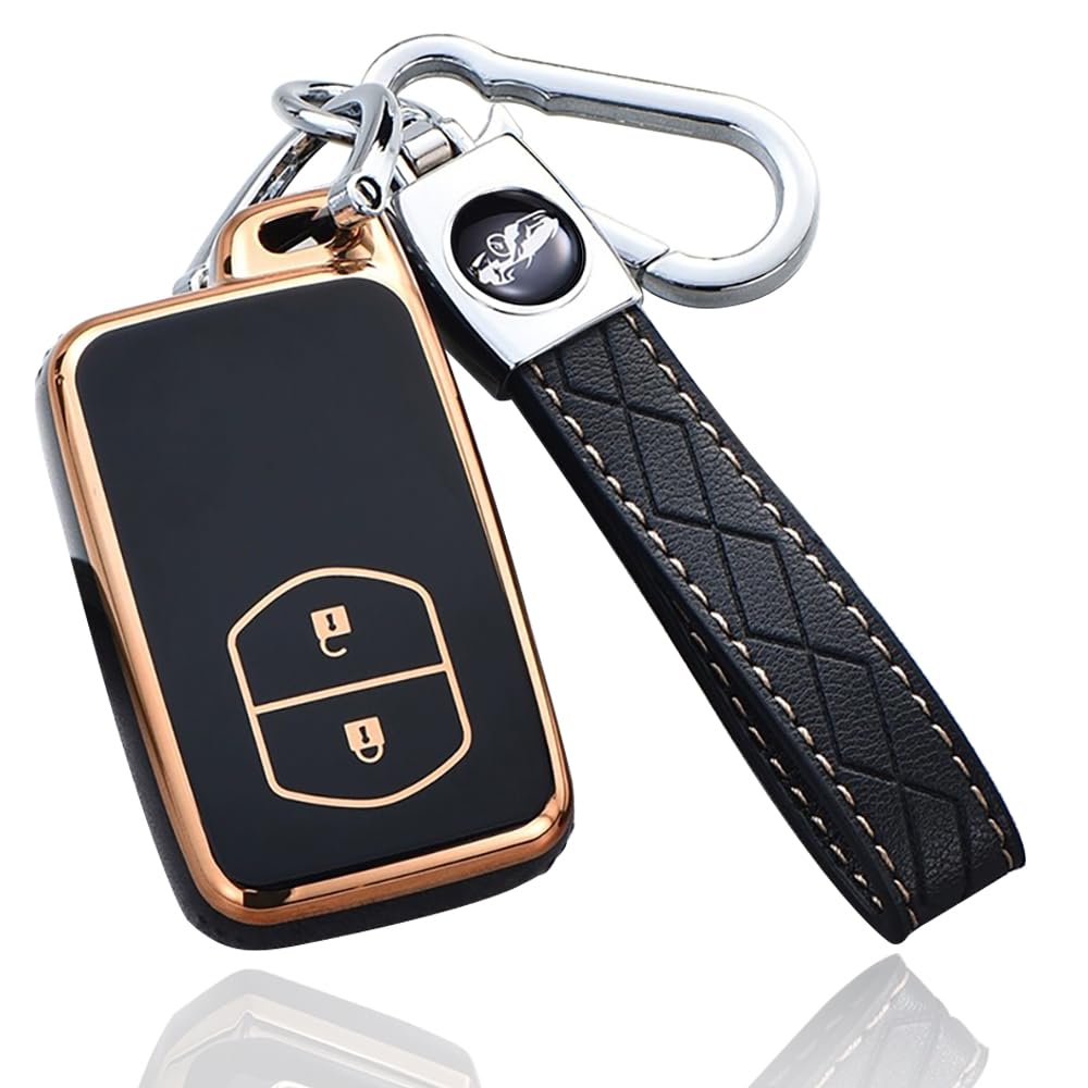 【送料無料】トヨタ 専用 キーケース キーカバー プリウス30系 プリウスα アクア ヴィッツ カローラ 86 ランドクルーザープラド オーリス ノア 80系 ヴォクシー80系 エスクァイア80 アルファード 30系 ヴェルファイア30系 シエンタ 専用 キー 色：タイプA、金黒　セット