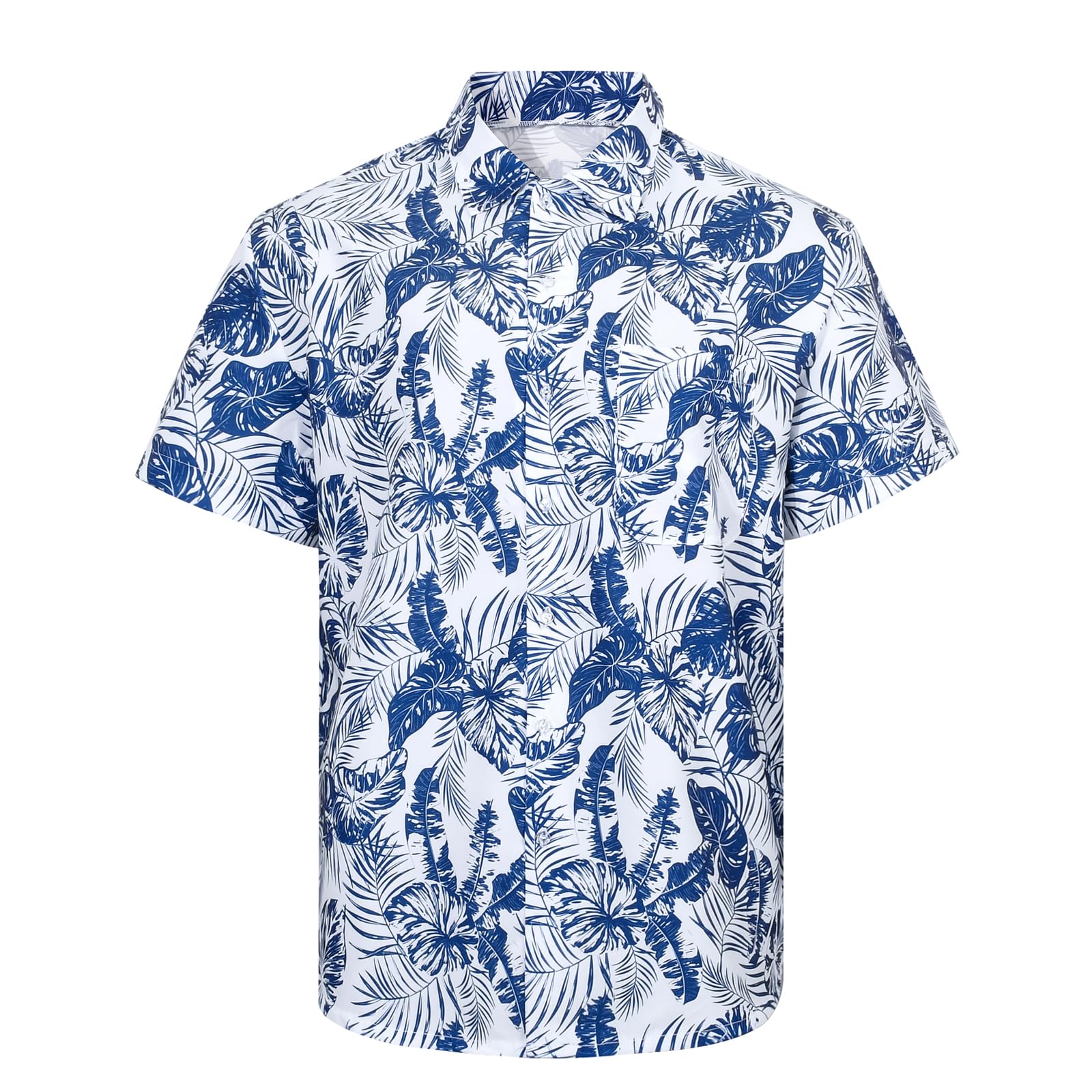 【送料無料】[SUNDAY ROSE] アロハシャツ メンズ 半袖 開襟 ストレッチ 柄シャツ かりゆしウェア ハワイアン カジュアル 速乾 軽量 夏 イベント 海水浴 ビーチシャツ 色：ホワイト柄A、サイズ：S