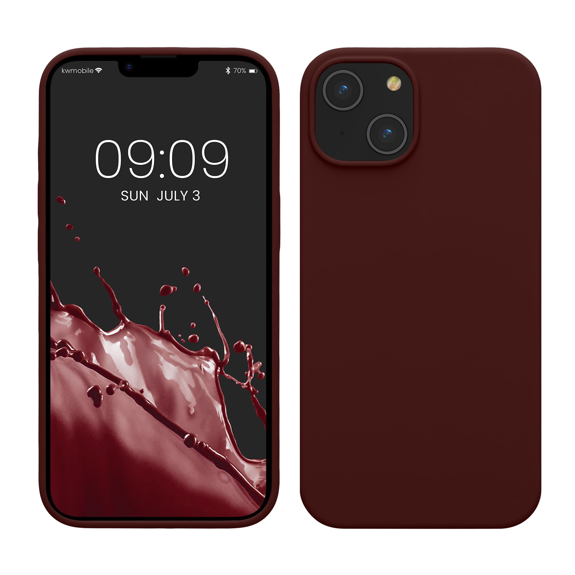 【送料無料】kwmobile スマホケース Apple iPhone 13対応 ケース - 極薄 TPU シリコン マイクロファイバー アンティークピンク 色：黄褐色レッド、サイズ：iPhone 14