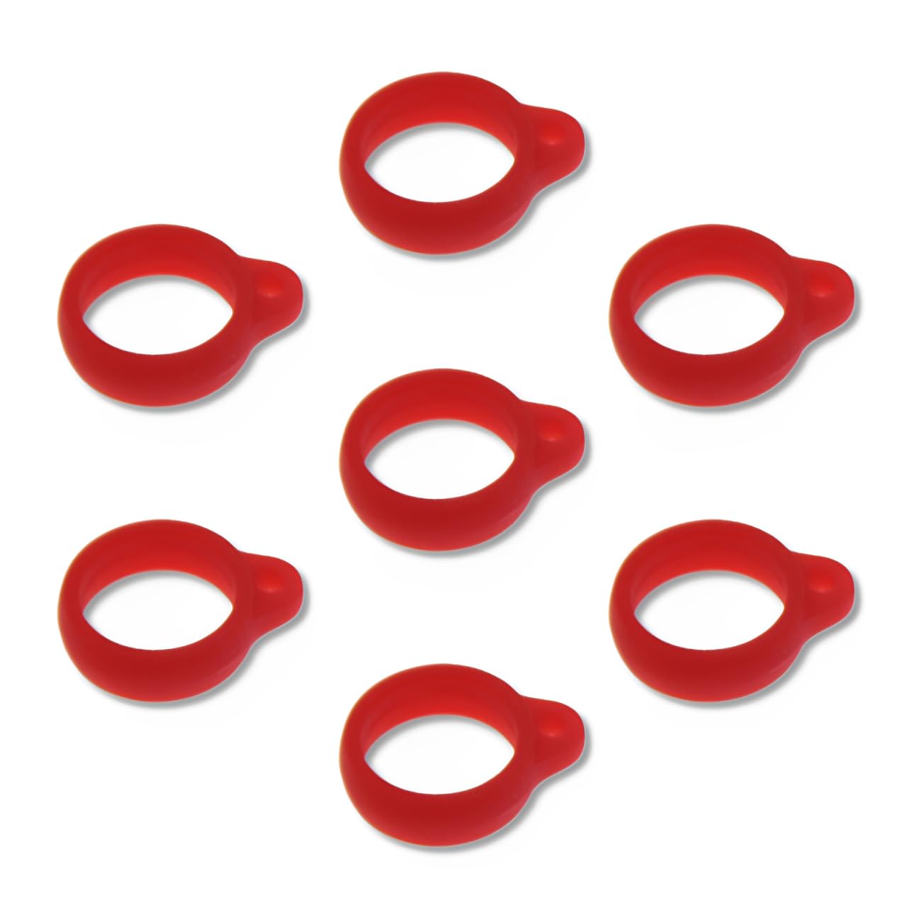 【送料無料】solunaterra アンブレラマーカー 傘 マーカー 7個 目印 シリコン 推し活 カラフルリング 色：レッド、サイズ：小