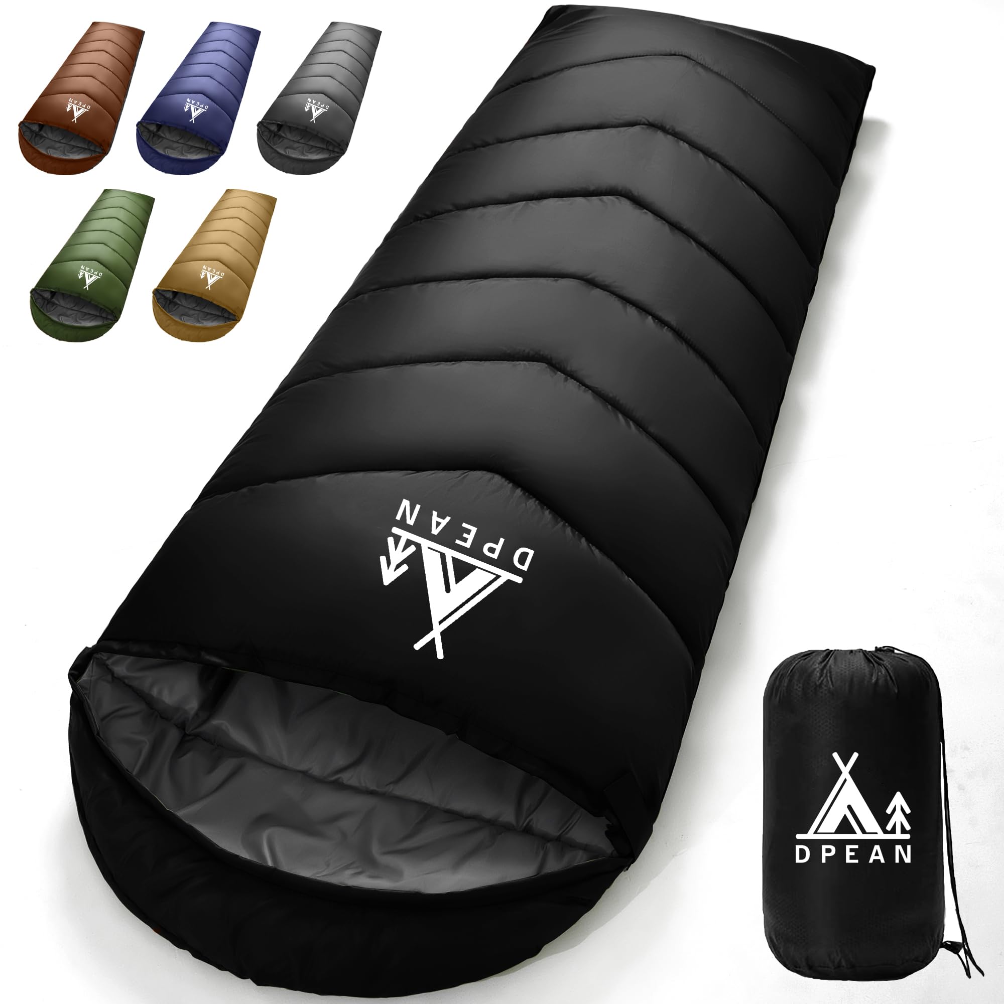 【送料無料】寝袋 DPEAN シュラフ 夏用 冬用 来客用布団 封筒型 超軽量 超暖かい 耐寒防水 コンパクト 簡単収納 車中泊 防災用 アウトドア キャンプ 丸洗い可能 収納袋付き 春夏秋冬の使用可能 1Kg /1.4Kg/ 1.8Kg 登山 車中泊 防災用 避難 色：ブラック、サイズ：約1400g