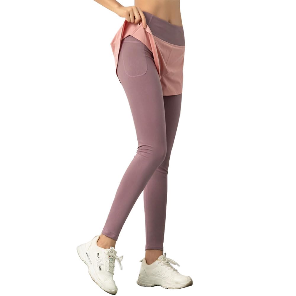 【送料無料】[Yodilala] レディース ジョガーパンツ ヨガパンツ レギンス ィットネスウェア 9分丈 スパッツ 吸汗速乾 スーパーストレッチ ポケット付き ハイウエスト 美脚 ルームウェア フィットネス トレーニング 紫外線対策 薄手 夏 色：ピンク、サイズ：S