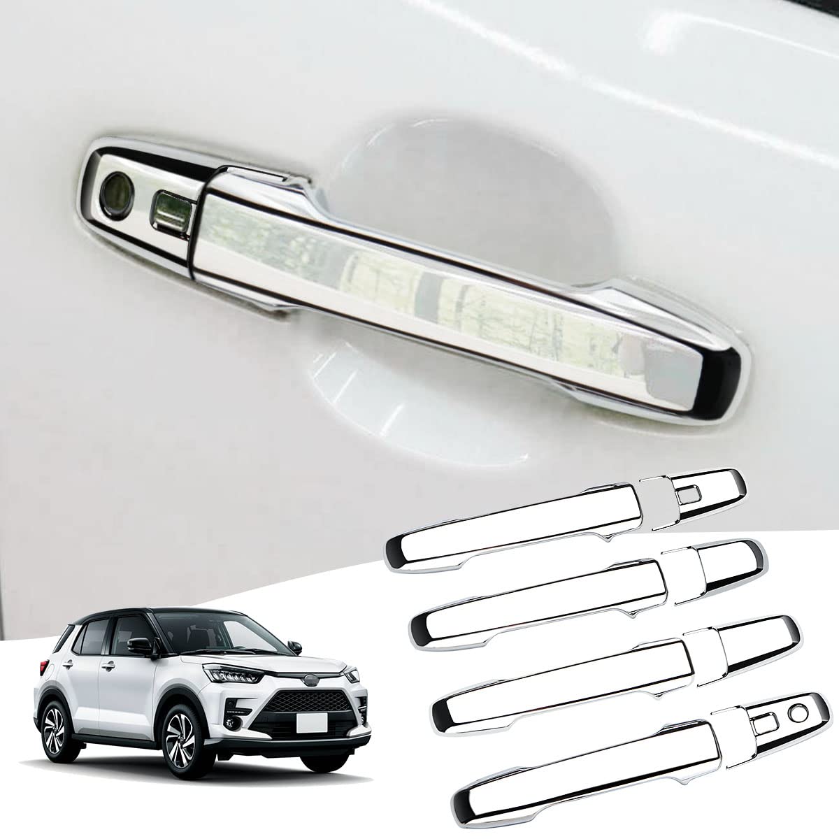 【送料無料】MARCHFA【トヨタ・ライズ＆ダイハツ・ロッキー】専用 ドアハンドルカバー ドアノブカバー（A200A/A210A＆A200S/A210S）アクセサリー 外装パーツ 色：メッキシルバー