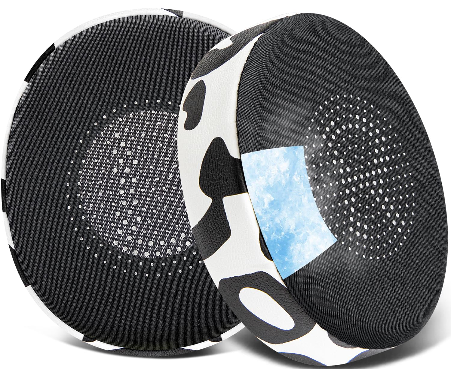 【送料無料】SOULWIT 冷却ジェル パッド イヤーパッド 対応 Jabra Evolve2 65 (Evolve 2 65MS 65UC MS UC)/Evolve2 40 (40UC 40MS USB)/Elite 45h 向けの ヘッドセット 交換 イヤークッション シルクファブリック イヤーカップ 高密度フォー 色：冷却ジェル-ユキヒョウ柄