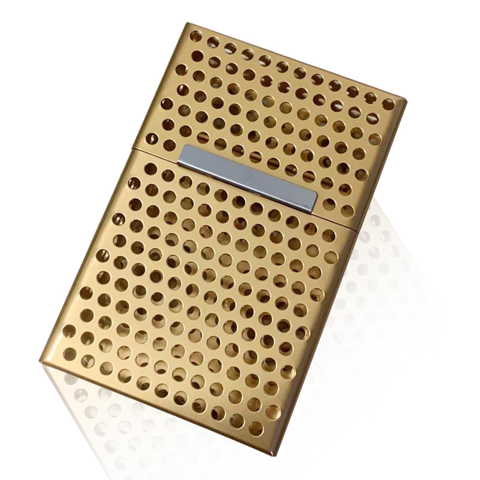 【送料無料】1個入 たばこケース シガレットケース 軽量 パンチング アルミケース シルバー 金属材料 シルバー タバコケース メタルシガレットケースはタバコ 軽量アルミニウムプラスチックシガレットケースを収容できます 色：ゴールド