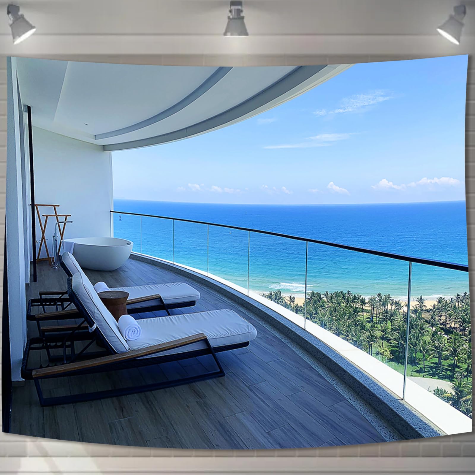 【送料無料】U-SITU タペストリー 壁掛け 壁飾り 青空 富士山 桜 紅葉 地中海 仮窓 花火大会 青海 草原 自然景色 オシャレ 背景 多機能 布ポスター インテリア 雰囲気転換 色：GT0348、サイズ：長さ180 cm x 幅230 cm