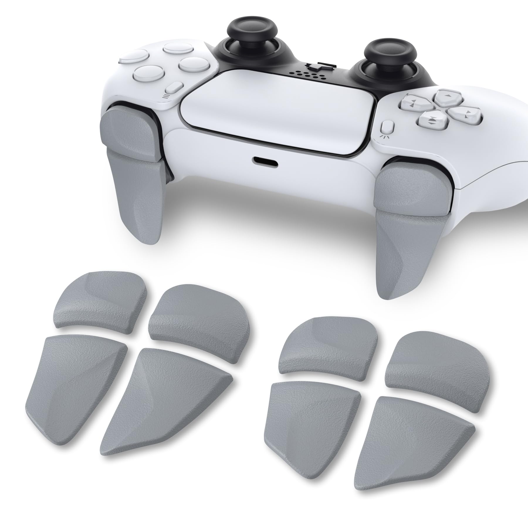 【送料無料】PlayVital ps5コントローラーに対応用2ペアショルダーボタンエクステンショントリガー、ps5 edge対応用ゲーム改善アジャスター、ps portal対応用バンパートリガーエクステンダー 色：グレー